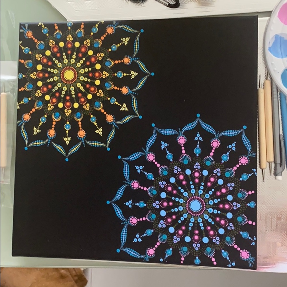 Mandala Dot paint on canvas 🔅